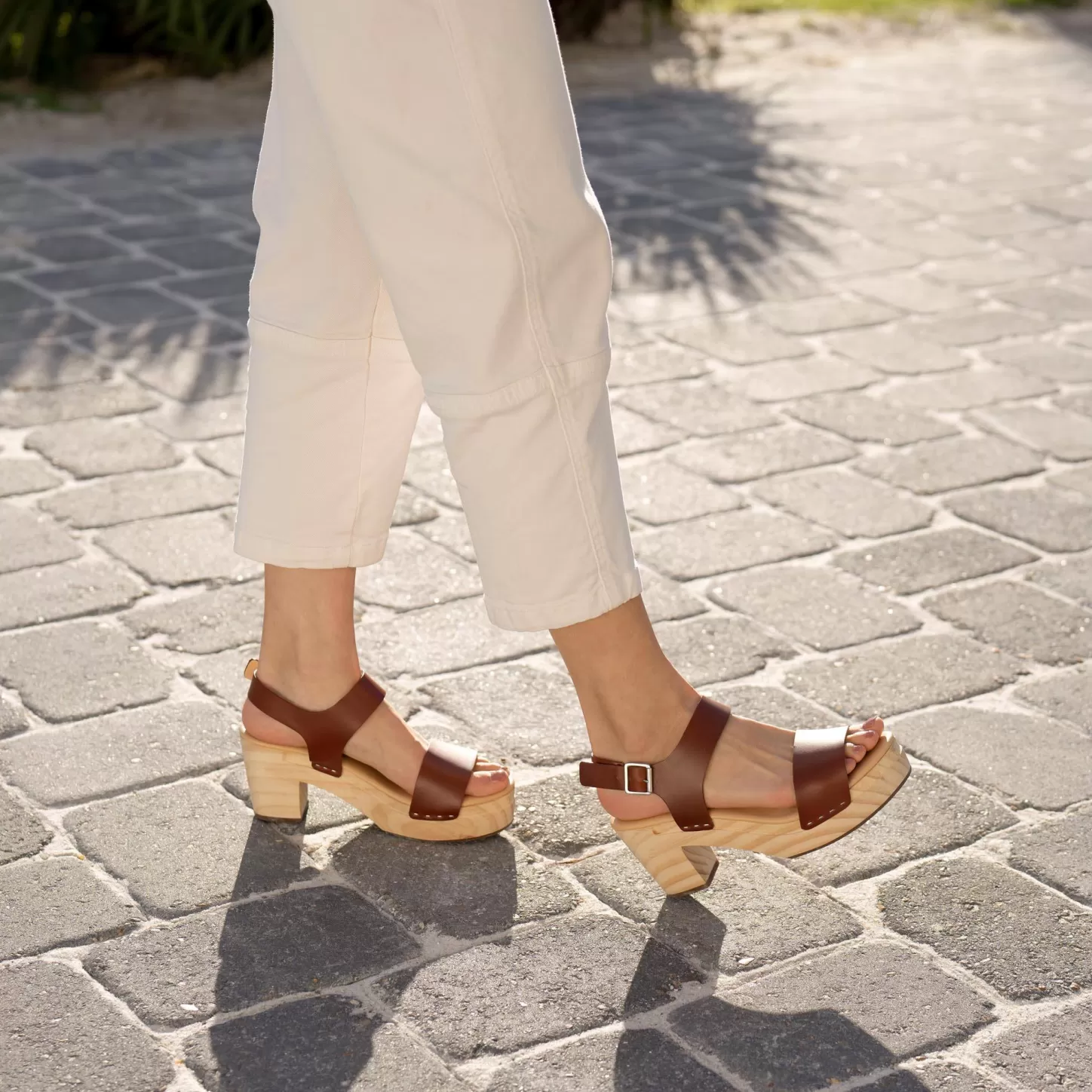 Heels-Nisolo All-Day Open Toe Clog Brandy